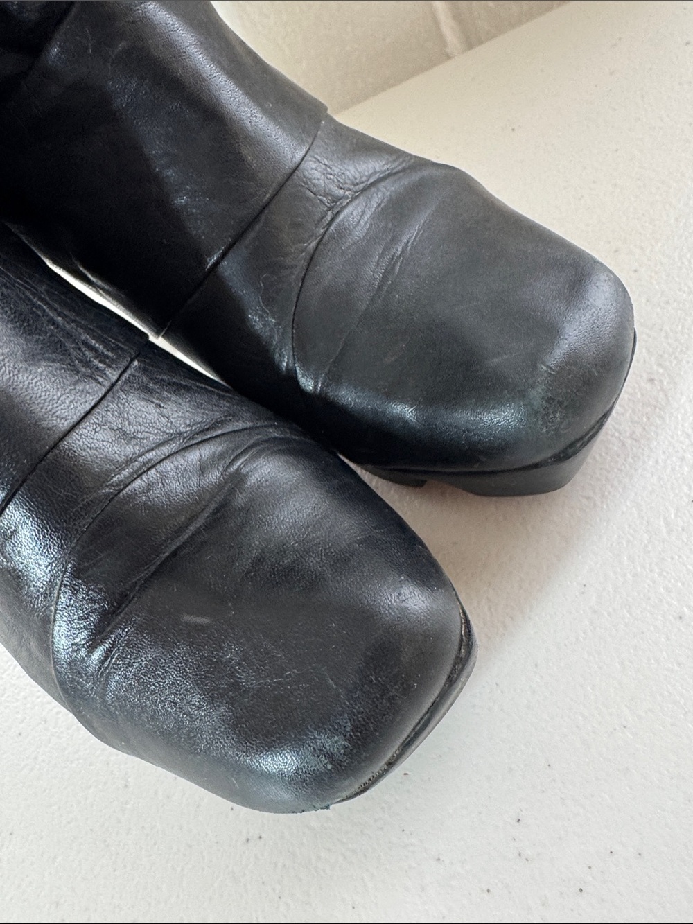 LIKE SMUG Black Leather Heeled Ankle Boots Size 36 Platform Moto Boho Steampunk - Picture 8 of 15